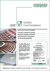 Каталог Пищевые продукты - соответствие требованиям HACCP, ЕU, FDA конвейерных лент Chiorino